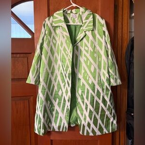 Green Geometric Women's Coat